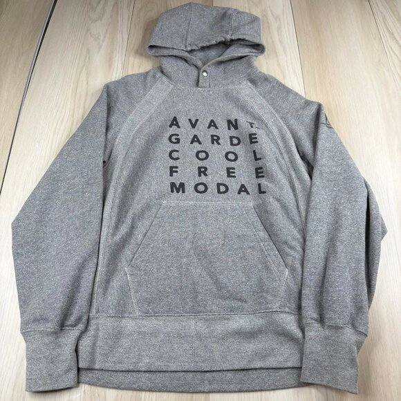 Engineered Garments Mens Heather Gray Typography Graphic Pullover Hoodie Size S - Picture 1 of 13